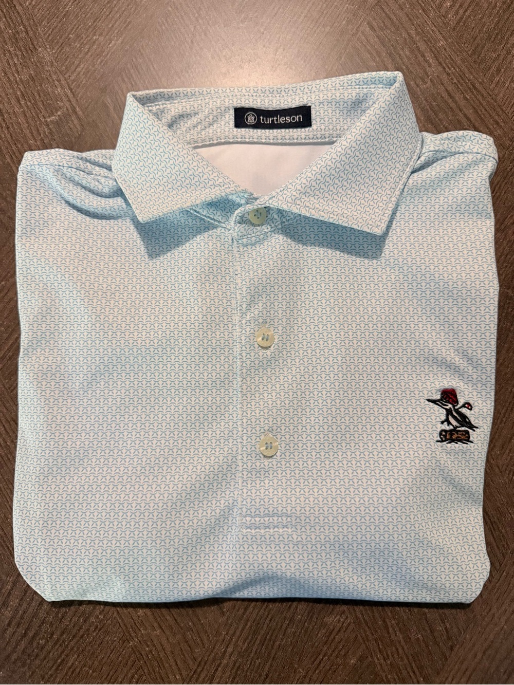 Turtleson Men's Light Blue & White Micro-Pattern Golf Polo EUC sz-M
